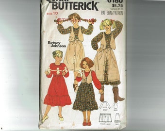 Betsey Johnson Girls Blouse, Vest, Petticoat & Skirt Size 10 Breast 28 1/2 Sewing Pattern Butterick 6180