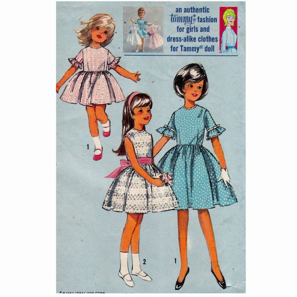 Tammy Doll dress alike clothes Size 8 Day and Party Dress for girls and her doll 1960s Simplicity 5859 60s Vintage Sewing Pattern