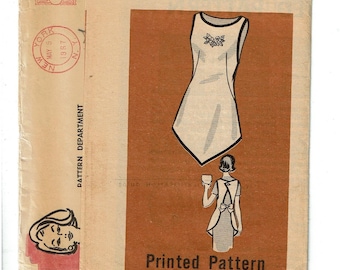 1960's Apron Misses Size Medium 14-16 Vintage Sewing Pattern Mail Order 9254 *missing pocket*