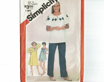 Maternity Top Pants and Shorts Size 10 1980s Sewing Pattern Simplicity 5388