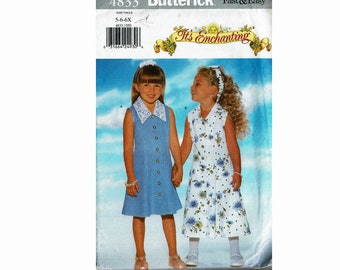 Childs Dress Size 5 6 6X Girls Dress and headband Fast & Easy UNCUT Sewing Pattern Butterick 4833 It's Enchanting