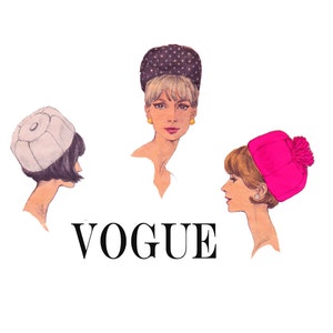 SALE 1960s Vintage Hat Sewing Pattern 1965 Sally Victor Vogue 6432 High Fashion sewing pattern 22 head size Millinery Designer Domed Hat