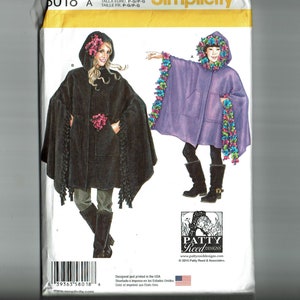 Child&#39;s Girls and Misses Fleece Ponchos UNCUT Sewing Pattern Simplicity 8018 Patty Reed Designs