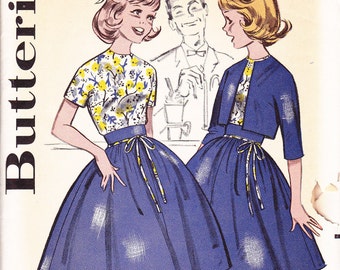 Butterick 9636 Size 11 uncut junior and teen rockabilly skirt top and jacket pattern 1960s