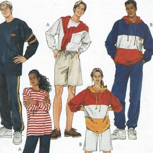 1990s Unisex Pullover Tops, Pants or Shorts UNCUT Sewing Pattern McCalls 8514 Misses & Mens Size Small Medium and Large Bust/Chest 31 1/2-40