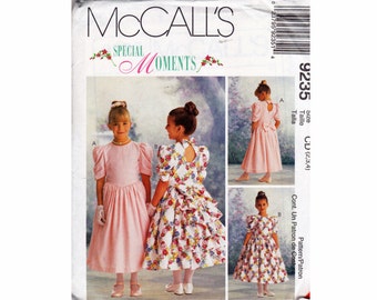 Little Girl's Formal Dress Sizes 2 3 4 & 4 5 6 UNCUT McCalls Special moments 9235 UNCUT Sewing Pattern keyhole tired ruffles flower girl