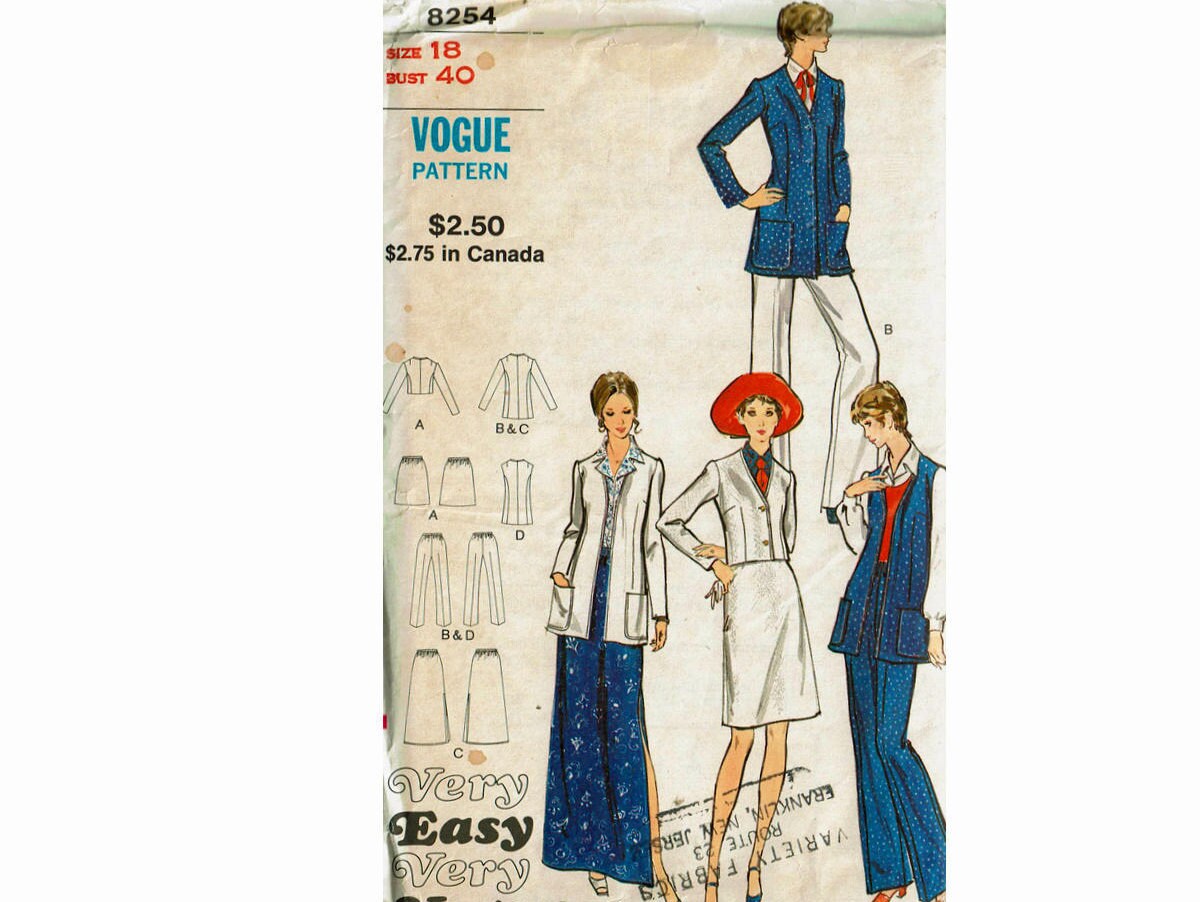 Jacket Skirt and Pants UNCUT Sewing Pattern Bust 40 Size 18 | Etsy