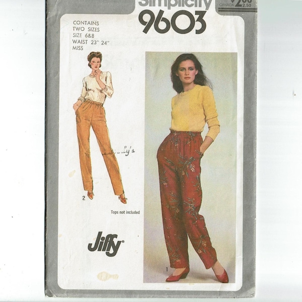 Jiffy Pull-on baggy pants Sizes 6 & 8 UNCUT Sewing Pattern 9603 1980s