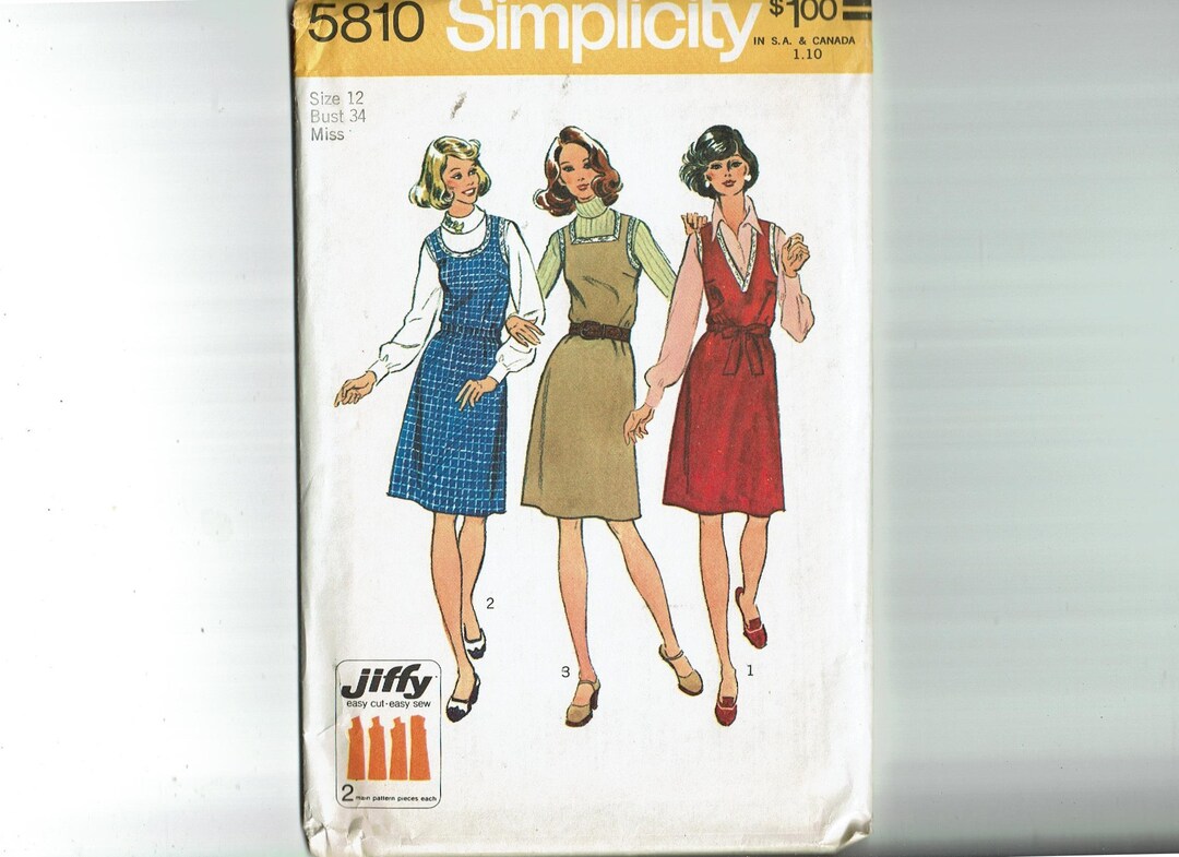 70s Jiffy Jumper With 3 Necklines UNCUT Sewing Pattern Size 12 Bust 34