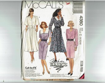 Fashion Basics McCall's 4380 1980s UNCUT Sewing Pattern full or straight skirt dress Size 10 12 14 Bust  32 1/2 34 36