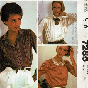 Blouses Make it Tonight UNCUT Sewing Pattern 1980s McCalls 7285 Size 16 Bust 38