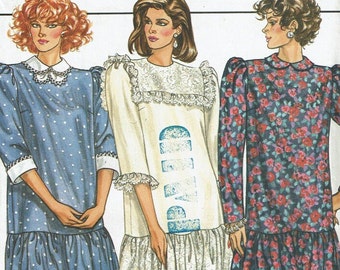 Maternity Dress Uncut sewing pattern Sizes 14 16 18 mother to be fashion Dropped Waist Dress Butterick 3544 1980s 80s