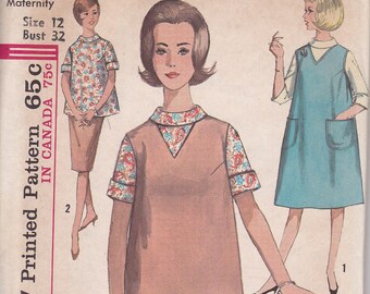 Maternity sewing pattern Simplicity 5179 Size 12 top skirt blouse jumper from 1960s uncut