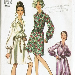 1970s Dress in 2 lengths with Sash Size 12 Bust 34 UNCUT Vintage Sewing Pattern Simplicity 9008