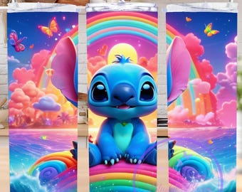 Watercolor Stitch Floral 20oz Tumbler Wrap, 3D Puffy Sublimation Design (PNG Digital Download)