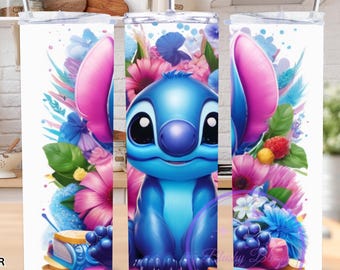 Envoltura para vaso térmico de 20 oz con diseño floral en acuarela y efecto 3D (archivo digital)