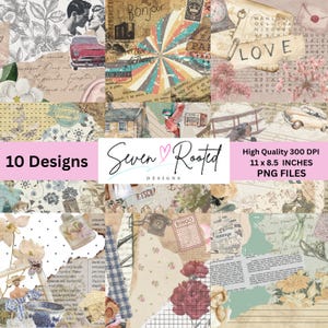 Vintage Collage Printable Paper Pack: For junk journaling, scrapbooking, card making, and paper crafting (PNG Digital Download)