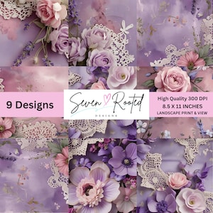 Digitales Papier, Vintage Floral, Junk Journal Seiten, Digitales Scrapbook Papier, Junk Journal Kit, PNG, Digital Download, bedruckbares Papier