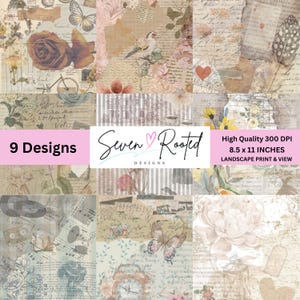 Vintage Collage Printable Paper Pack: For junk journaling, scrapbooking, card making, and paper crafting (PNG Digital Download)