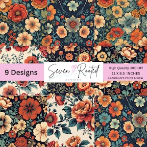 Digitales Papier, Vintage Floral, Junk Journal Seiten, Digitales Scrapbook Papier, Junk Journal Kit, PNG, Digital Download, bedruckbares Papier