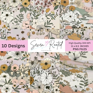 Digital Paper Pack, Floral, Junk Journal Seiten, Digitales Scrapbook Papier, Junk Journal Kit, PNG, Digital Download, bedruckbares Papier
