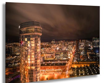 Wydruk nocnego widoku Nashville, fotografia miejskiego krajobrazu