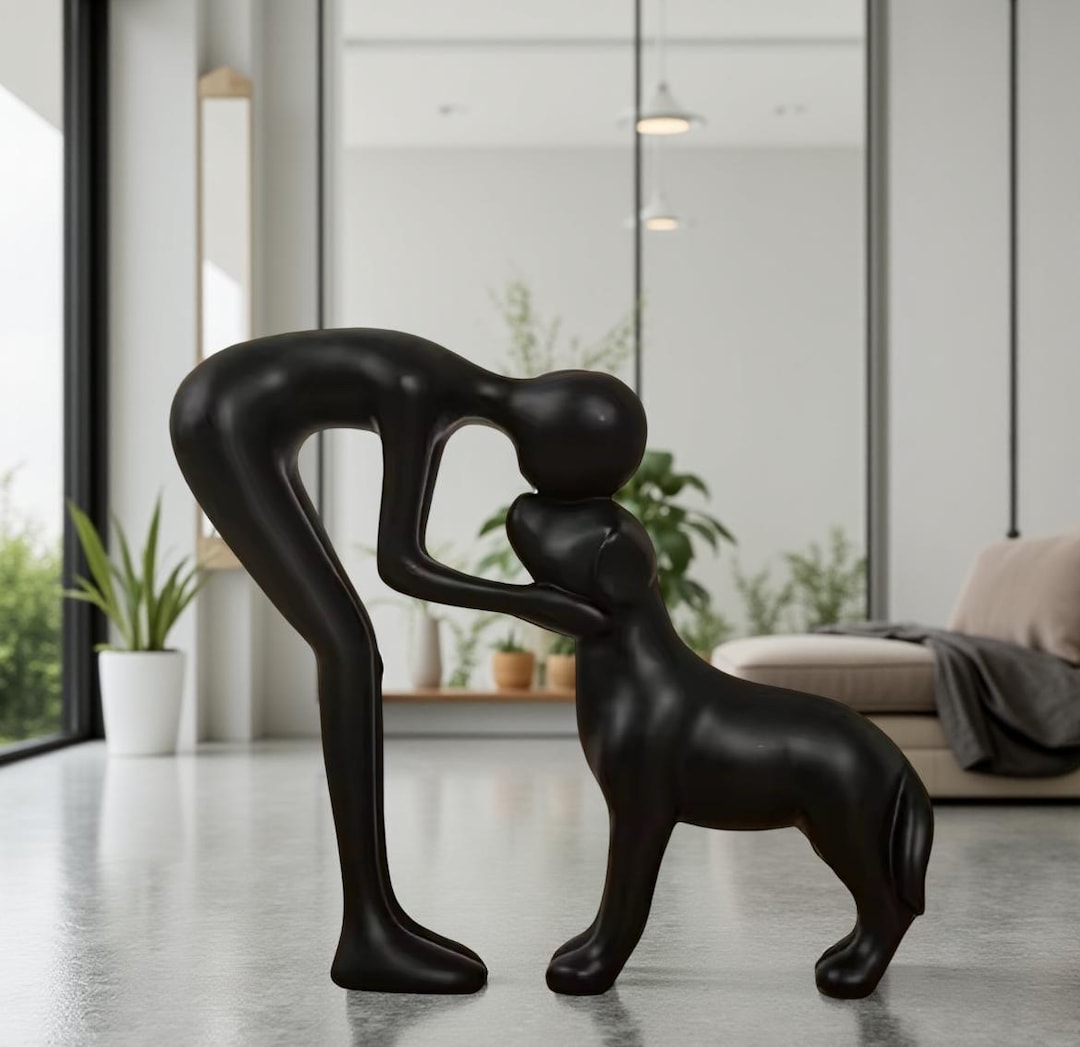 Resin Dog and Owner Figurine – Minimalist Pet Memorial ...