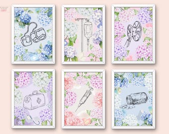 Floral Medical Illustration Prints: Nurse Office Décor (Digital Download)