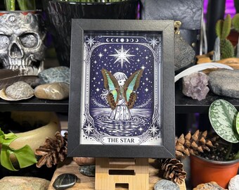 Framed Butterfly Blue Bottleneck ‘The Star’ Custom Tarot Gothic Wall Art - Graphium Sarpedon