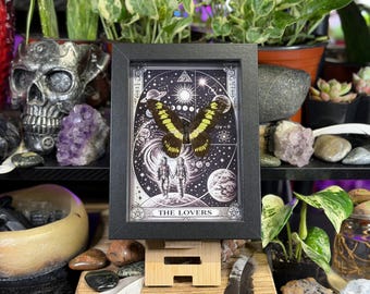 Framed Butterfly Coppery Swallowtail ‘The Lovers’ Custom Tarot Gothic Wall Art - Graphium latreillianus