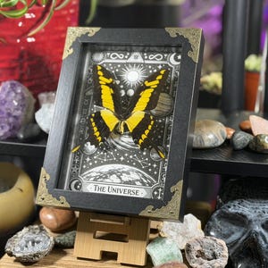 Spécimen encadré du Grand Machaon jaune « L’Univers » | Décoration de Tarot Céleste image 4