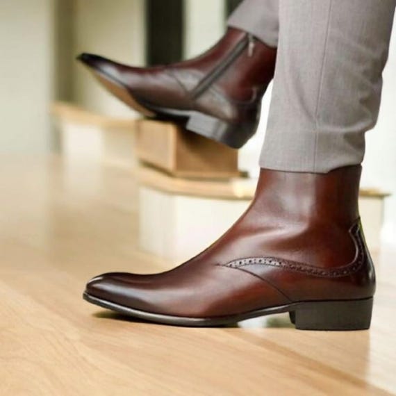 men's brown dress boots with zipper SALE Ariat Men's Nearly Brown Barrett Short Zipper Boots