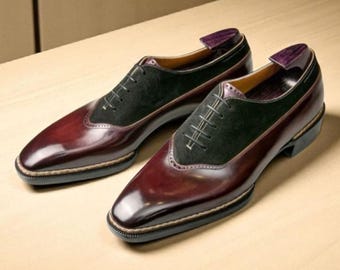 Ręcznie robione dwukolorowe skórzane buty typu oksford brogsy: męskie buty wizytowe