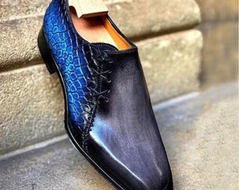 Ręcznie robione dwukolorowe skórzane buty typu Oxford Brogue: Formalne buty męskie typu Oxford