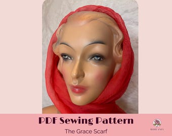 Sewing Patterns - The Grace Scarf | Couture Instructions and styling options | (PDF Instant Download)