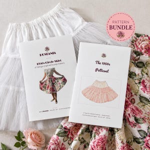 1950er Jahre Tellerrock & Petticoat Schnittmuster Bundle PDF | Vintage Rockabilly Vollrock Set | Größen XXS–4XL | Sofort Download