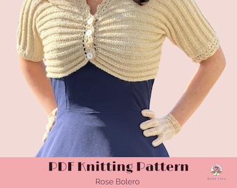 1950s Bolero Knitting Pattern | Vintage Shrug PDF | Sizes XS-4XL (Instant Download)