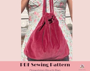 Vintage Drawstring Pouch Sewing Pattern | DIY Gift Bag (PDF)