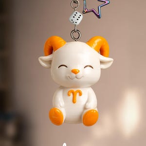 Handmade Aries Zodiac Keychain and Figurine.
