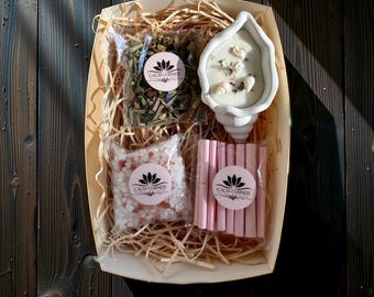 Relaxation Spa Gift Box for Women: Candle, Tea, Bath Salt & Self-Love Cards