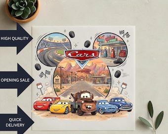 Cars McQueen Dtf, Mickey Head, Cars Friends Transfer, Disney Print, Tow Mater Dtf