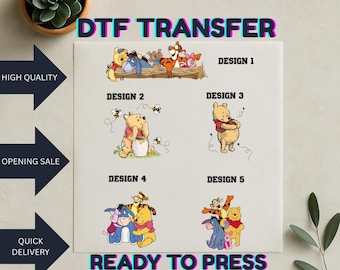 Winnie Bundle Dtf, Pooh and Friends DTF Print, Kids Birthday Dtf, Heat Transfer Print, Ready To Press, High Quality, No Weeding