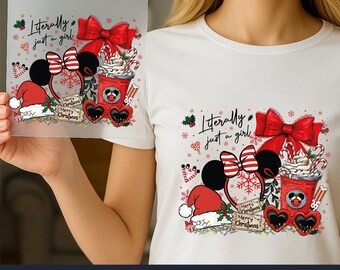 Minnie Christmas Dtf, Disney Christmas Dtf, Literally Just A Girl Xmas Dtf, Girls Christmas Dtf, Heat Transfer, Ready To Press, High Quality