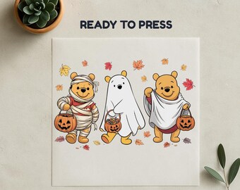 Ghost Winnie The Pooh DTF, Retro Halloween Dtf, Heat Transfer Print, Ready To Press, No Weeding, High Quality Dtf, The Pooh Gangsheet