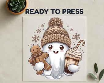 Christmas Ghost DTF, Xmas Ghost Dtf, Christmas Transfer, Cute Christmas Dtf, Ready To Press, Gang Sheet Xmas Design, Heat Transfer Design
