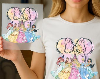 Princess Bundle Dtf, Retro Princess Transfer, Mickey Head Castle, Heat Transfer Print