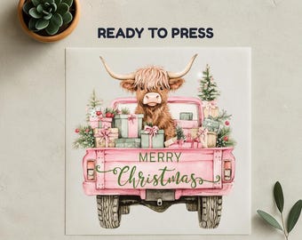 Merry Christmas DTF, Cow Christmas Dtf, Highland Cow Dtf, Heat Transfer Print, Ready To Press, No Weeding, High Quality Dtf, Xmas Gang Sheet