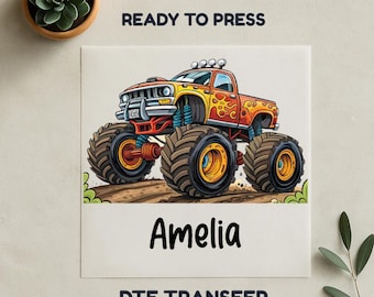 Custom Monster Truck DTF, Kids Name Offroad Truck Dtf, Boys Birthday DTF, Monster Track Party Dtf, Heat Transfer, Monster Track Gangsheet