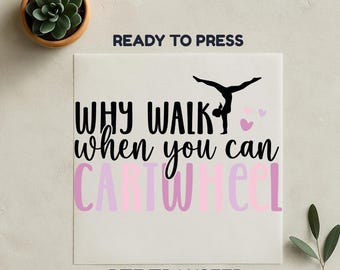 Cartwheel Dtf Print, Gymnastic Dtf, Ready To Press, Heat Transfer Print, Gymnastic Coach Dtf, No Wedding, Sports Design Print, Cartwheel Htv