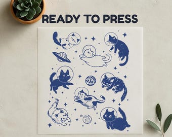 Funny Cats In Space DTF, Ready To Press, Cat Lovers Transfer, Funny Cat Dtf, Cat Mum Gift, Astronaut Cat Dtf, Space Cat Dtf, Heat Transfer